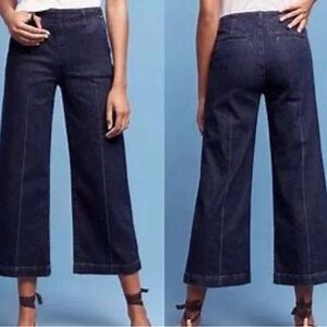AG Adriano Goldschmied Juliette Trouser Nautical Wide Leg Cropped Dark Wash 30 R